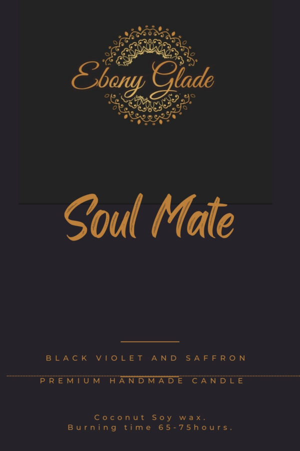 Soul Mate | Coconut-Soy Wax | Black Violet and saffron scented | Luxury Candle | 9oz / 70 hours burn